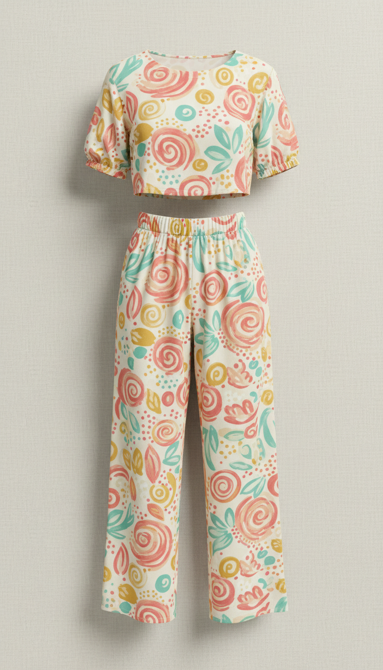 Buttercream Illustrated Two-Piece Set
