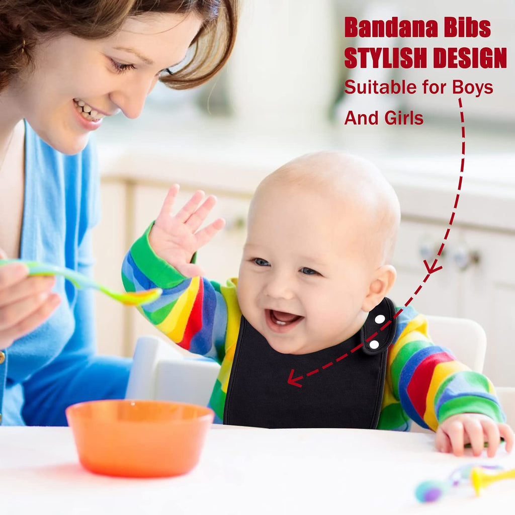 Baby Bibs Soft and Absorbent Cotton Bandana Bibs Set for Boys Girls Newborn Unisex Plain Color 3-36 Months