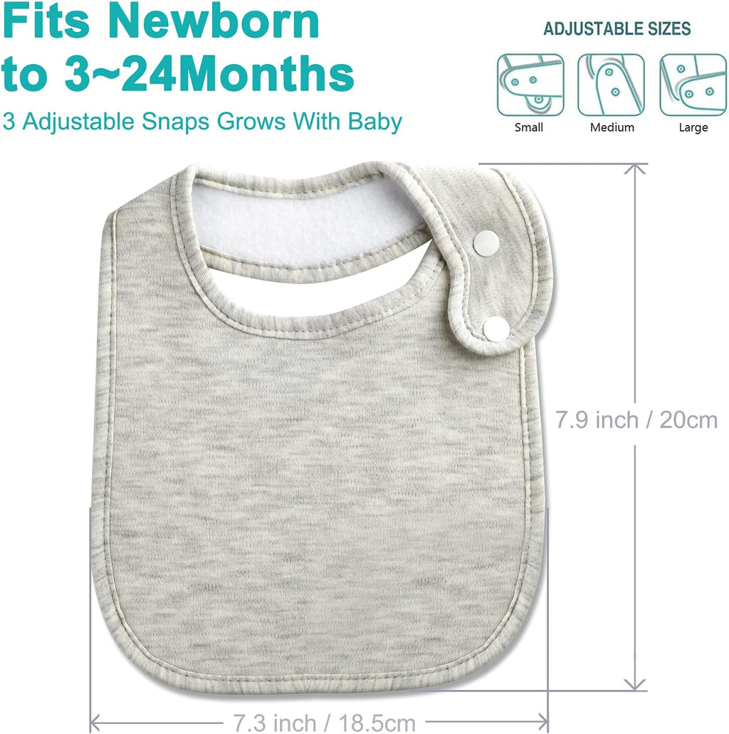 Baby Bibs Soft and Absorbent Cotton Bandana Bibs Set for Boys Girls Newborn Unisex Plain Color 3-36 Months