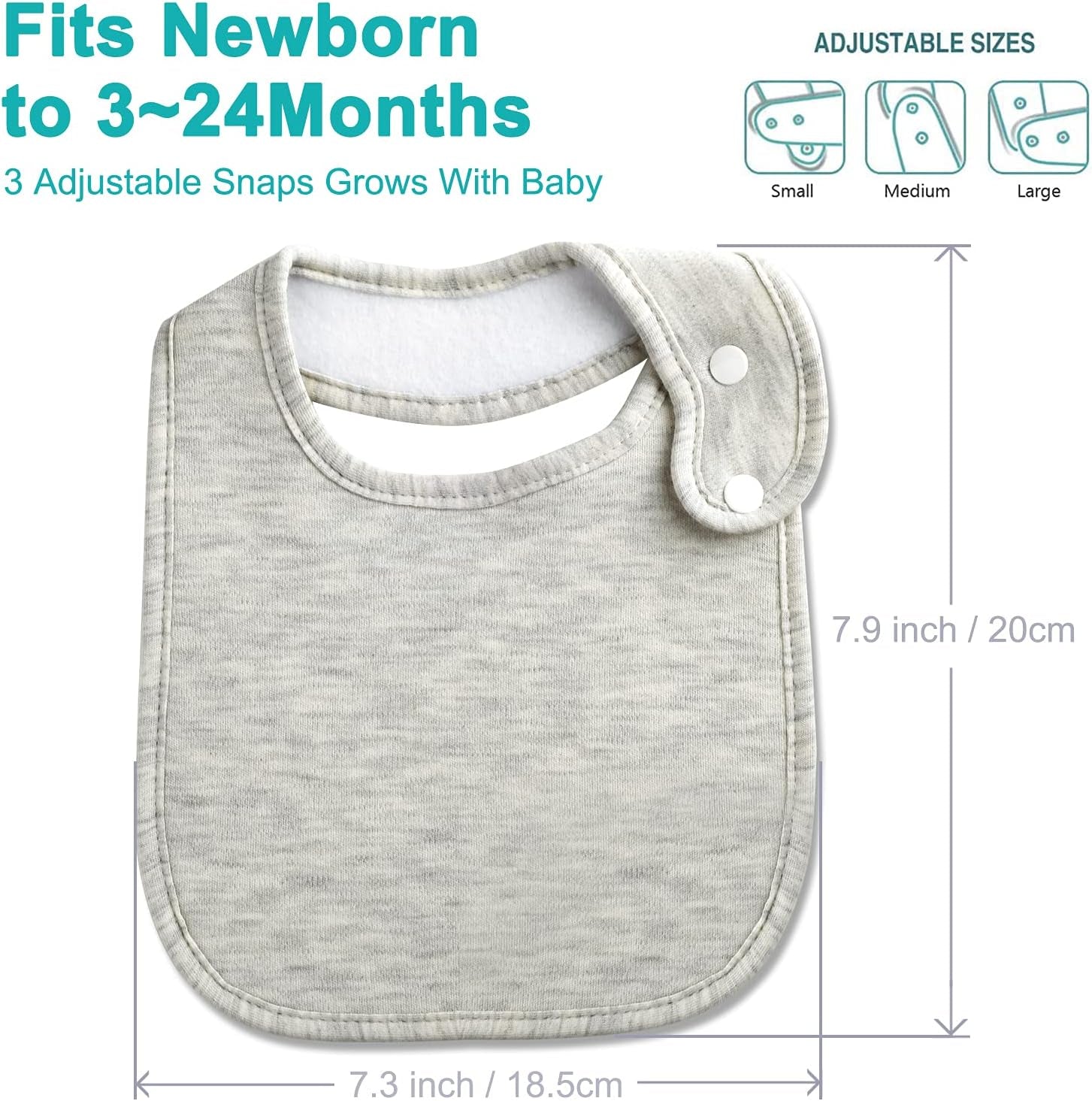 Baby Bibs Soft and Absorbent Cotton Bandana Bibs Set for Boys Girls Newborn Unisex Plain Color 3-36 Months