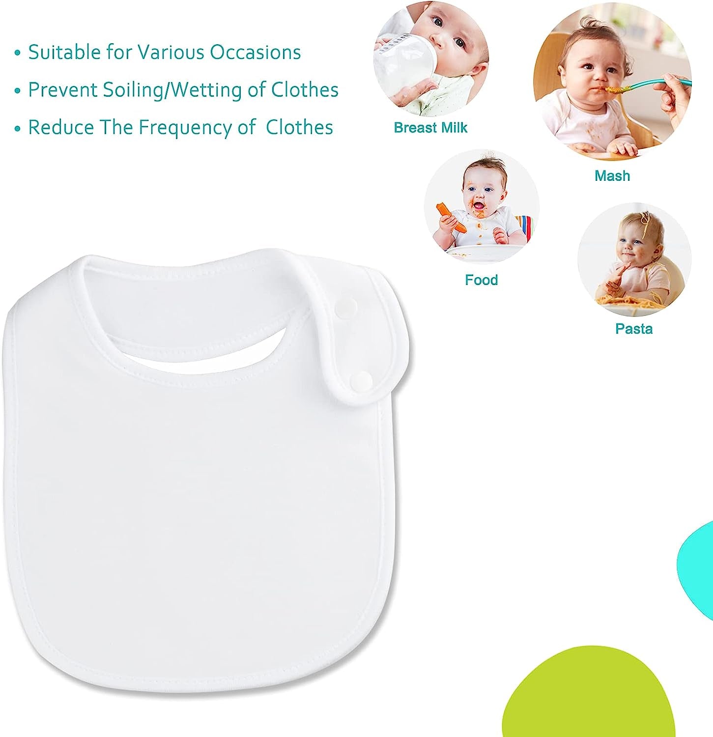 Baby Bibs Soft and Absorbent Cotton Bandana Bibs Set for Boys Girls Newborn Unisex Plain Color 3-36 Months